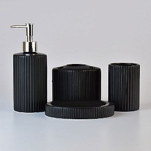 Kit Para Banheiros em Cerâmica c/4 pçs - Preto