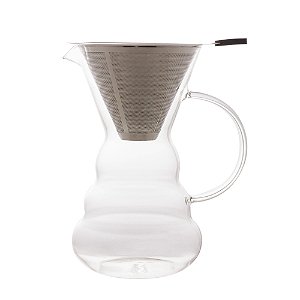 Cafeteira de vidro borossilicato com filtro em inox