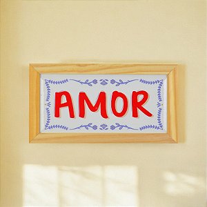 Quadro em Cerâmica Amor - 15,5x29x3,5 cm