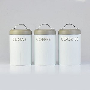 Jogo C/3 Potes Cookie, Coffee, Sugar