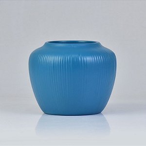 Vaso Redondo Azul em Cerâmica