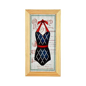Quadro Azulejo Praia Traje Feminino em Cerâmica
