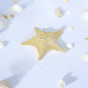 Enfeite Estrela de Mesa Bege 17 cm em Resina