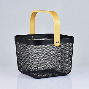 Cesto Multiuso Preto 24 cm em Metal