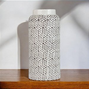 Vaso Padrão Quadrados 29 cm em Cerâmica