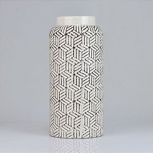 Vaso Padrão Quadrados 29 cm em Cerâmica