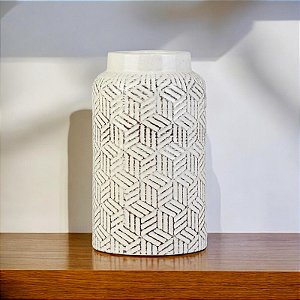 Vaso Padrão Quadrados 22 cm em Cerâmica