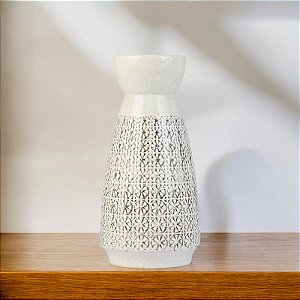 Vaso Pattern Branco 25 cm em Cerâmica