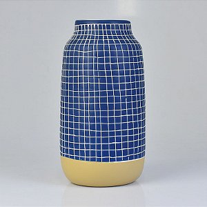 Vaso Lines Azul 26 cm em Cerâmica