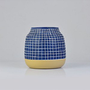 Vaso Lines Azul 16 cm em Cerâmica