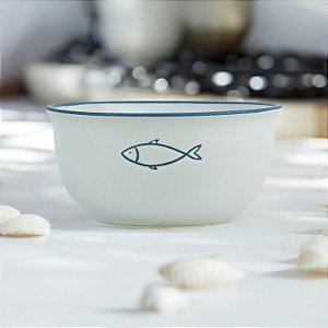 Bowl Ocean Branco Peixe em Cerâmica