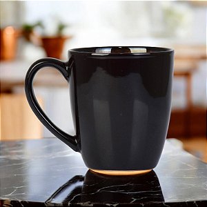 Caneca Lisa Preta 10 cm em Cerâmica  350 ml
