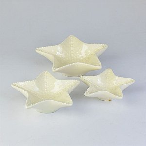 Jg c/3 Bandejas Estrela Branca em Cerâmica