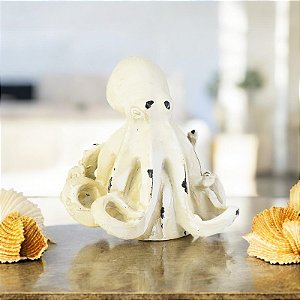 Enfeite Polvo Branco em Resina
