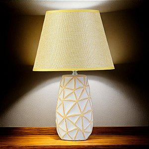 Abajur Geométrico Branco Grande em Resina