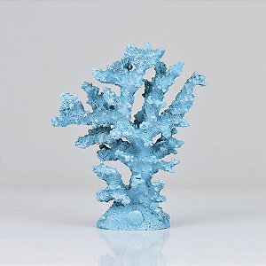 Enfeite Coral Árvore Azul 18 cm em Resina
