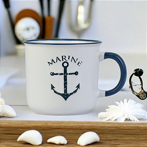 Caneca Ocean Branca Âncora em Cerâmica 400ml