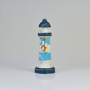 Enfeite Farol Azul e Branco 25cm