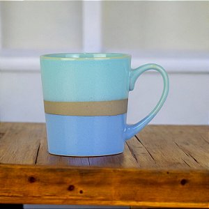 Caneca Whim Azul e Verde em Cerâmica 350 ml
