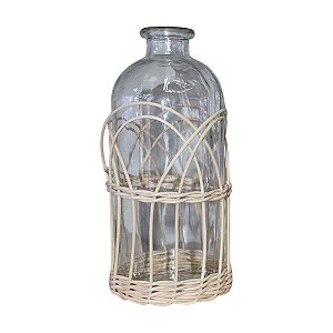 Vaso Garrafa Ratan 25 cm em Vidro