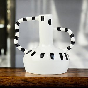Vaso Savana Alça e Listras em Cerâmica