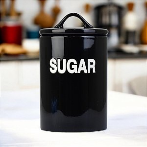 Pote Sugar Preto em Cerâmica