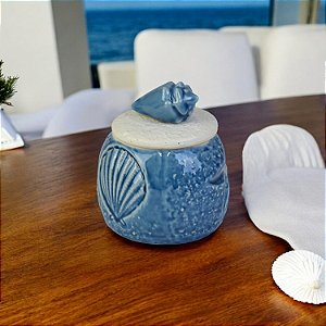 Pote Azul Concha em Cerâmica