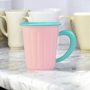 Caneca Vintage Rosa em Cerâmica 350ml