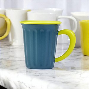 Caneca Vintage Azul em Cerâmica 350ml