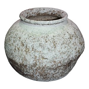 Vaso Envelhecido Branco em Cerâmica