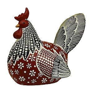 Enfeite Galinha Vermelha 17 cm em Resina