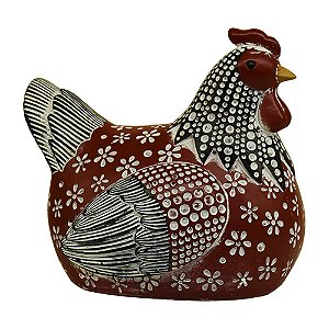 Enfeite Galinha Vermelha 13 cm em Resina