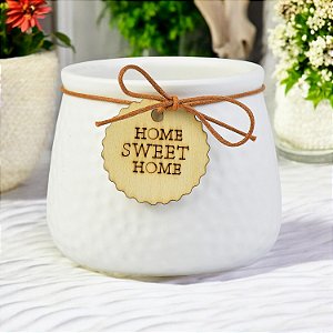 Vaso Color Home Sweet Home Branco 9 cm em Cerâmica