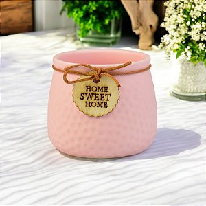 Vaso Color Home Sweet Home Rosa 8 cm em Cerâmica