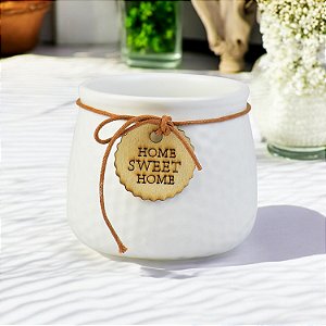 Vaso Color Home Sweet Home Branco 8 cm em Cerâmica