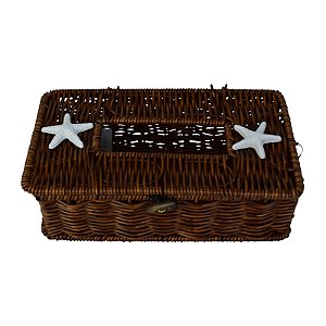 Porta Guardanapo Marrom em Rattan Artificial