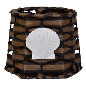 Cesto Funil Trançado Coração Marrom em Rattan Artificial