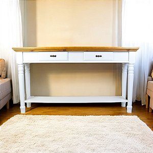 Aparador Vintage Branco com 2 Gavetas em Madeira