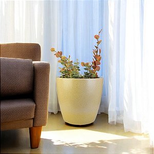 Vaso Classic Redondo Areia 40 cm em Plástico
