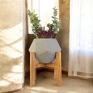 Vaso Quartzo Granito Grande em Plástico com Suporte