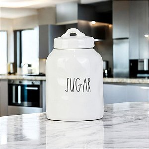 Pote Sugar Branco em Cerâmica