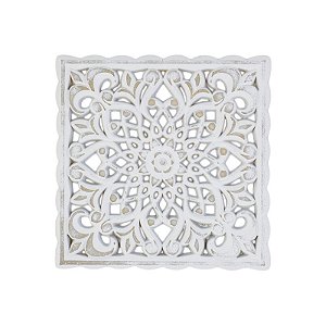 Enfeite de Parede Mandala Quadrada Flower em Madeira