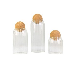 Pote Wooden Ball Jogo com 3 em Vidro