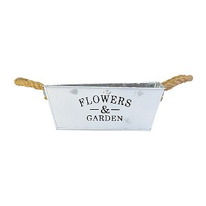 Vaso Branco Quadrado Flowers e Gardens G em Metal