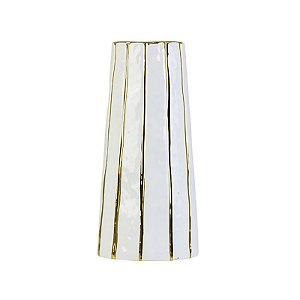 Vaso Linhas Gold Branco G em Cerâmica
