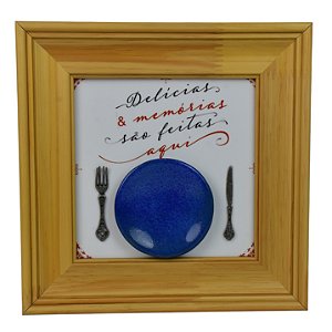 Quadro Branco Delicias em Madeira e Cerâmica