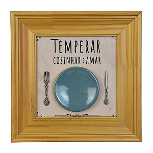 Quadro Branco Temperar Cozinhar em Madeira e Cerâmica