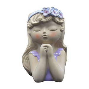 Vaso Meninas Coroa De Flores Olhos Fechados Verde Maça