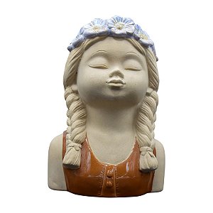 Vaso Meninas Coroa De Flores Olhos Fechados Rosa Maça
