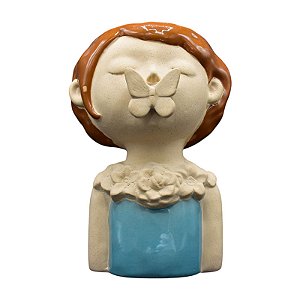 Vaso Menina Olhos Fechado Azul